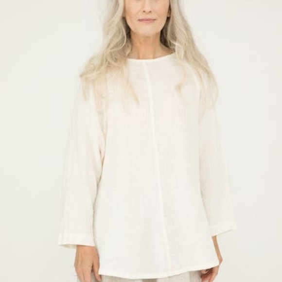 Elizabeth Suzann Artist Smock in Ivory Gauze Linen (Size OSM) - Picture 1 of 7